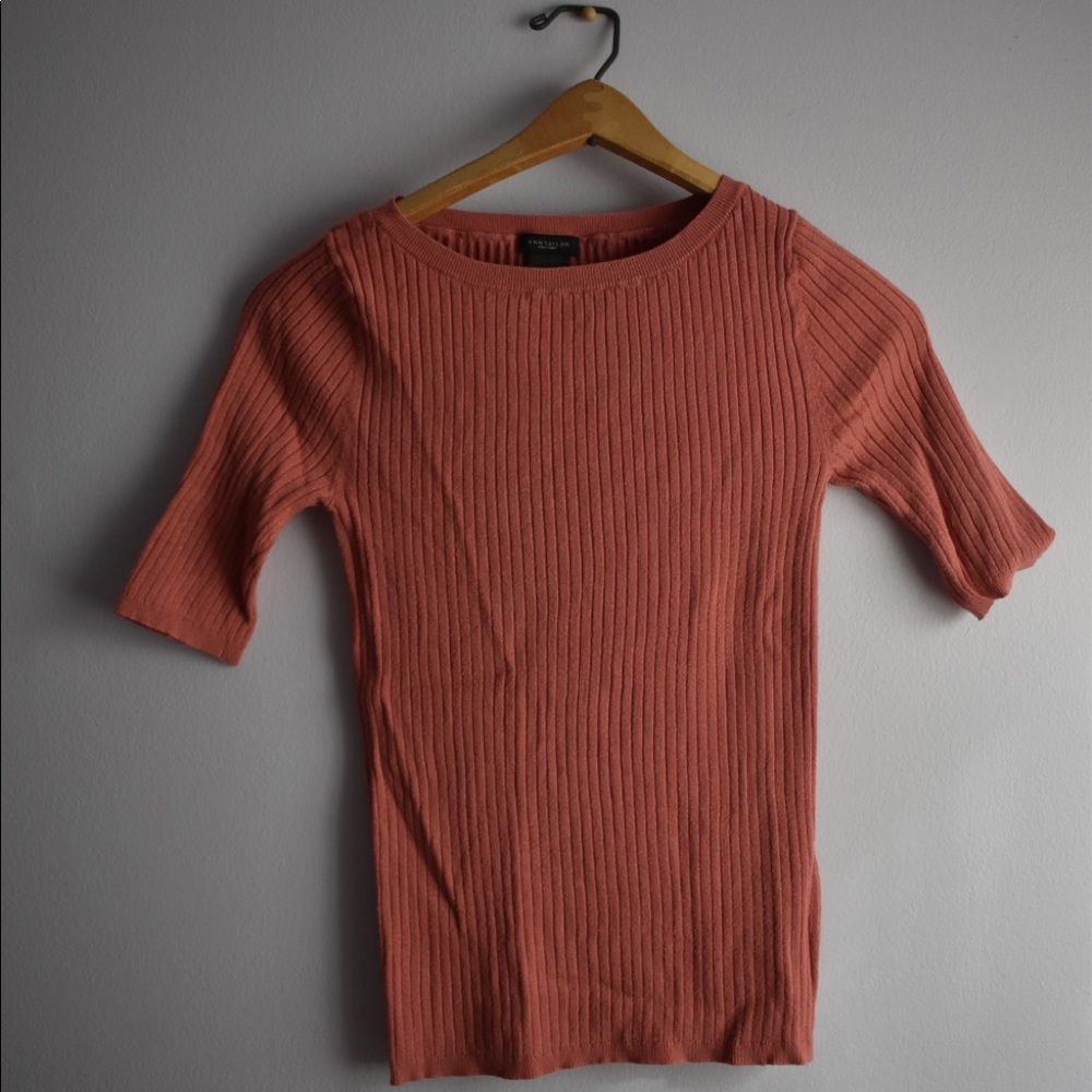 Ann Taylor Pink Ribbed Sweater Top